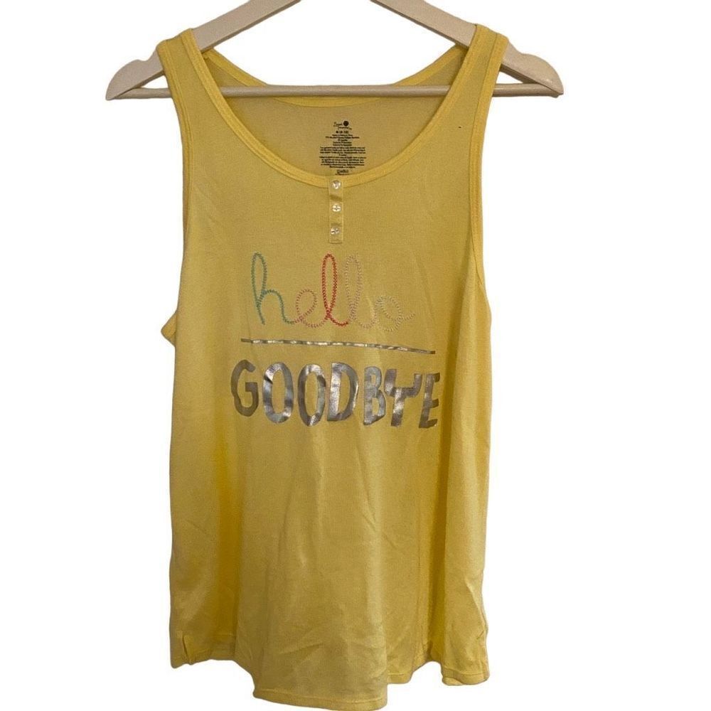 Secret Treasures Hello Goodbye Yellow Tank sleep shirt Medium